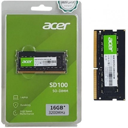 رم لپ تاپ DDR4 تک کاناله 3200 مگاهرتز CL22 برند ایسر مدل SD100 ظرفیت 16 گیگابایت