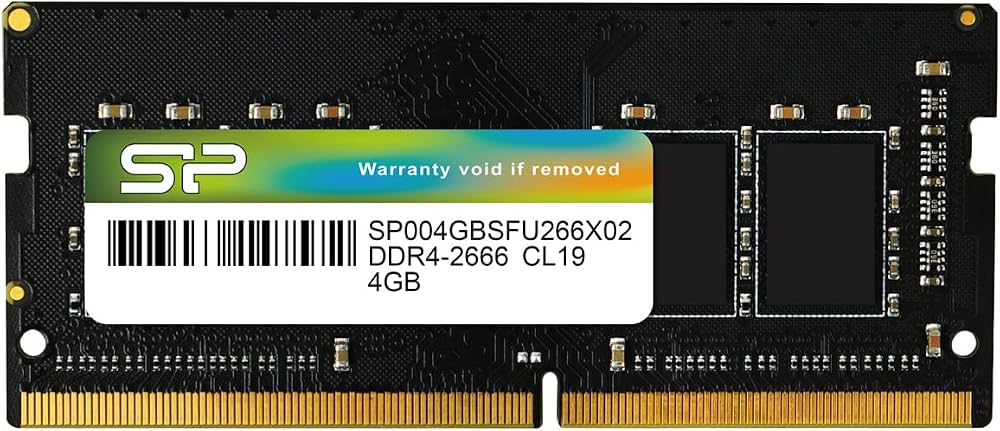 رم لپ‌تاپ 4 گیگابایت سیلیکون پاور  DDR4  ماژول SO-DIMM  فرکانس 2666 مگاهرتز، تایمینگ CL22، معماری تک‌کاناله و ولتاژ کاری 1.2 ولت