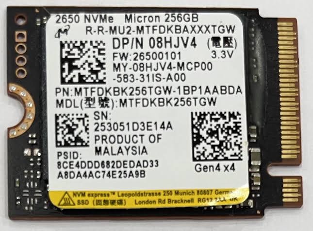 اس اس دی اینترنال مایکرون 2650 NVMe ظرفیت 256 گیگابایت PCIe Gen4x4 M.2 2230